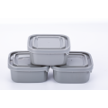 3PK quadrado recipiente de alimentos lancheira de plástico 3 pcs